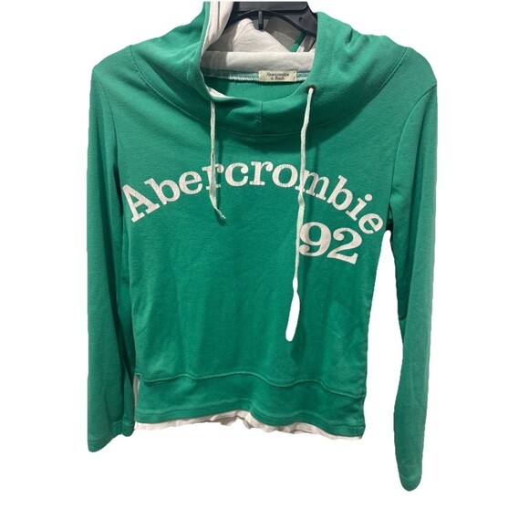 Vintage Y2K Abercrombie & Fitch Hoodie Women’s Green Hooded Sweatshirt Size S - Picture 4 of 8